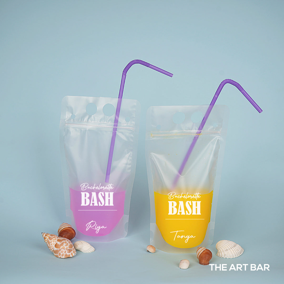 Personalised Drink Pouch with Straw (Set of 2)