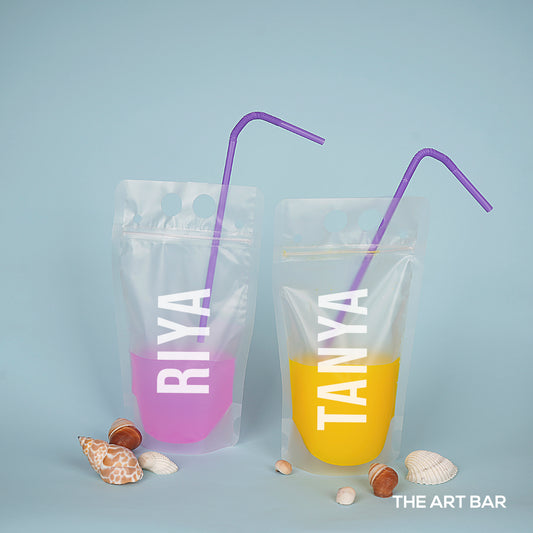 Personalised Drink Pouch with Straw (Set of 2)