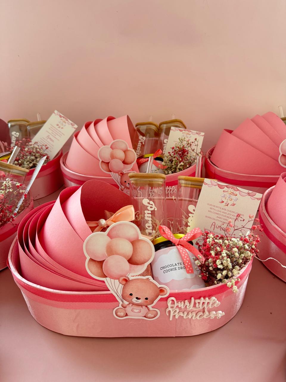 Pink Bassinet Birth Announcements Hamper