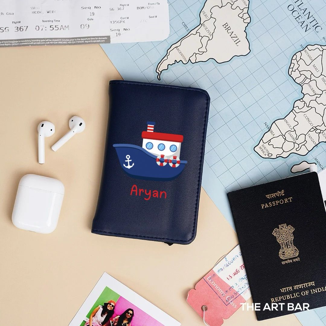 Blue Personalised Passport Cover