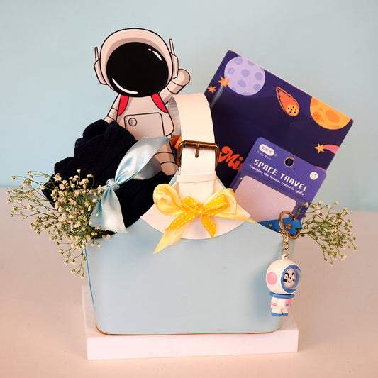 Blue Leather Basket