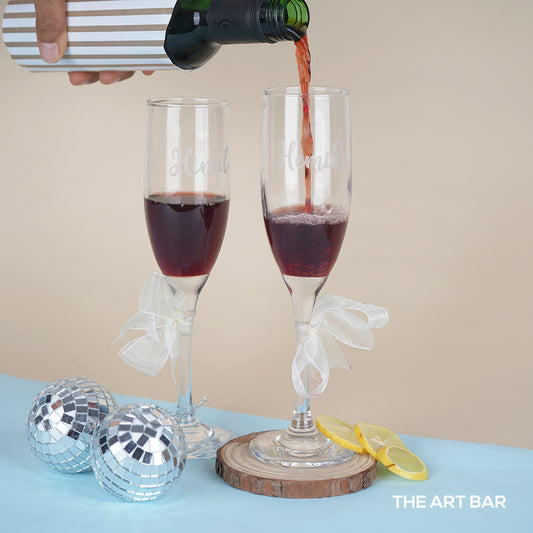 Personalised Couple Engraved Champagne Glasses (Set of 2)