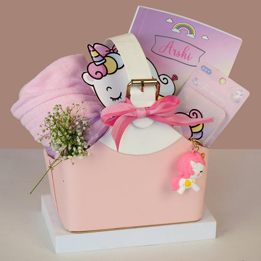 Pink Leather Basket