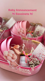 Load image into Gallery viewer, Pink Bassinet Birth Announcements Hamper
